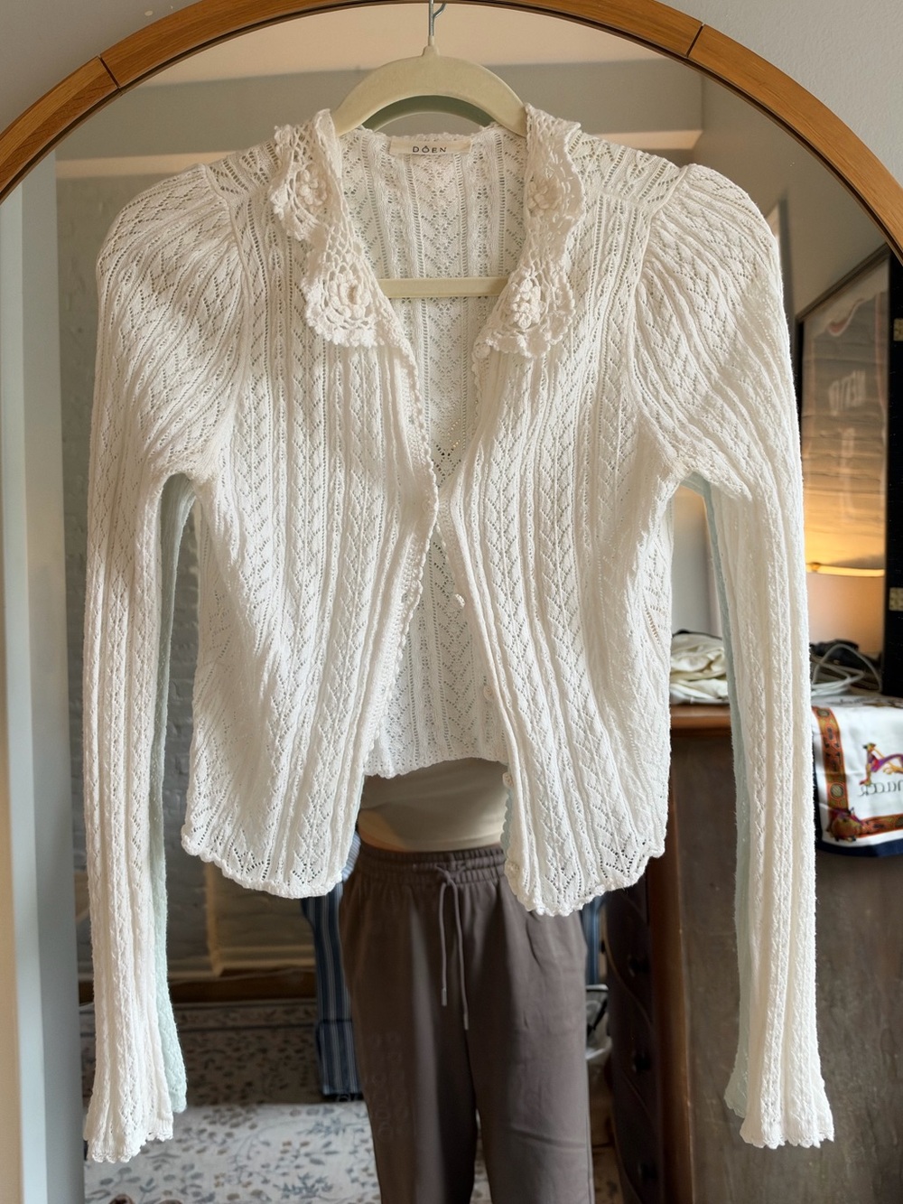 DÔEN Cream Crochet Cardigan